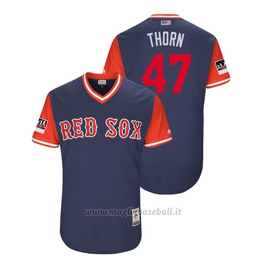 Maglia Baseball Uomo Boston Rosso Sox Tyler Thornburg 2018 Llws Players Weekend Thorn Blu